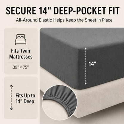 CozyLux Twin Comforter Set Dark Grey - 5 Pieces Bed in a Bag
