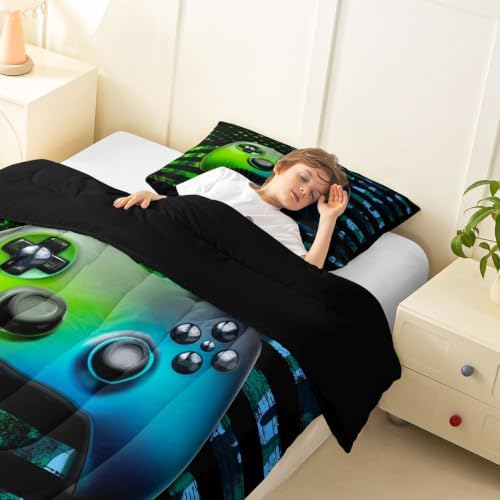 Gaming Comforter Set Full Size For Boys Kids Game Room Decor United States Bedding Set Video Game Gamer Down Comforter Camouflage Stripes Teens Bedroom Decor Gamepad Bedding Set With 2 Pillow Cases