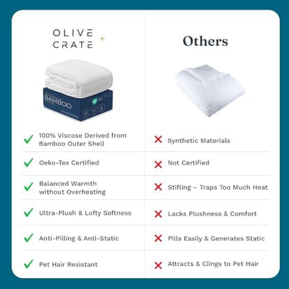 Olive + Crate Bamboo Comforter - Twin XL Duvet Insert, 62"x90"