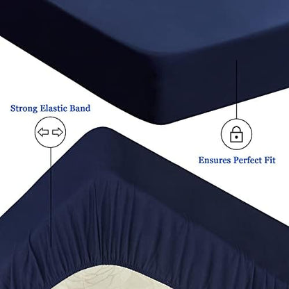 Sufdari King Size Mattress Protector,Waterproof Mattress Cover,18" Deep Pocket Mattress Protector,Dust Proof Bed Protector for Dogs/Cats/Pets/Kids-Navy Blue,King