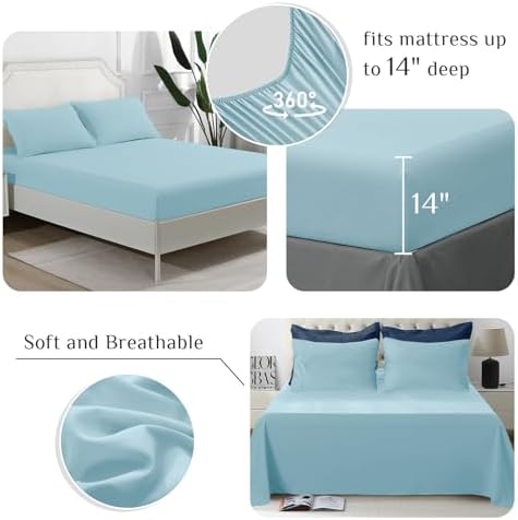JOLLYVOGUE Twin XL Comforter Set, Ultra-Soft Bed in a Bag Twin XL Size 5 Pieces, Oeko-TEX Certified Bedding Set with Down Alternative Comforter, Sheets, Pillowcases & Shams, Navy & Light Blue