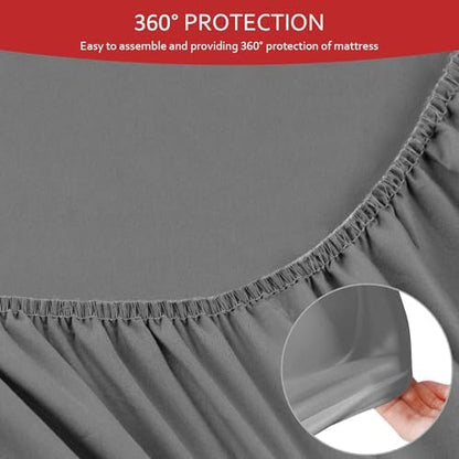 Twin Fitted Sheets Only 6 Pack Bulk, Grey, Mattress Up to 14 Inches