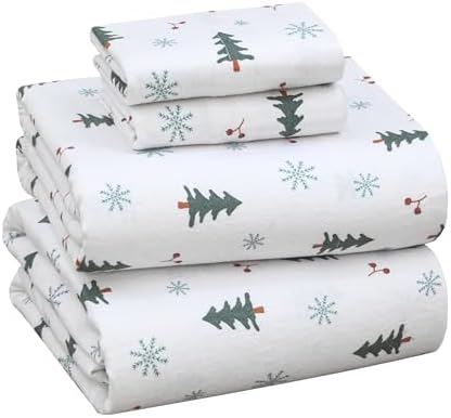 RUVANTI Flannel Sheets Set King Size,Berry & Pine