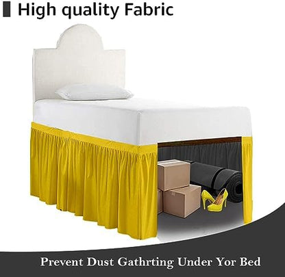 Full XL 42" Inch Drop Long Dorm Bed Skirt, Ruffled Pattern College Dorm Room Bed Skirts, Split Corner, Easy Care, No Wrinkle Microfiber Bed Skirt
