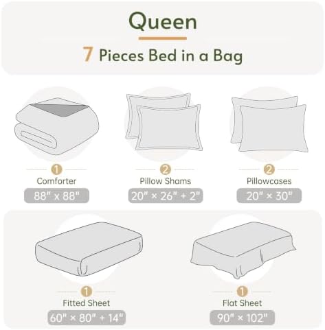 Queen Comforter Set with Sheets - 7 Pieces Bed in a Bag Purple Bedding Sets