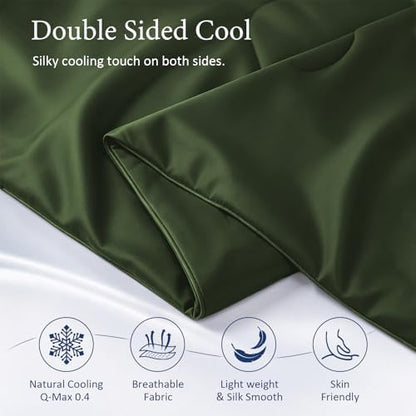 Cooling Comforter for Hot Sleepers, Queen 90x90, Forest Green