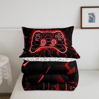 Feelyou Kids Red Gamer Comforter Full Size for Boys Girls