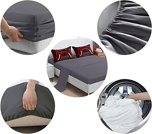 BDUCOK 6 Piece Gamer Comforter Sets Bed in A Bag for Boys Teen Kids,Honeycomb Gaming Bedding Sets Gamepad Comforter Microfiber Bed Set for All Season Gamer Home Decor(red, 6 Piece Sets30023-Queen)
