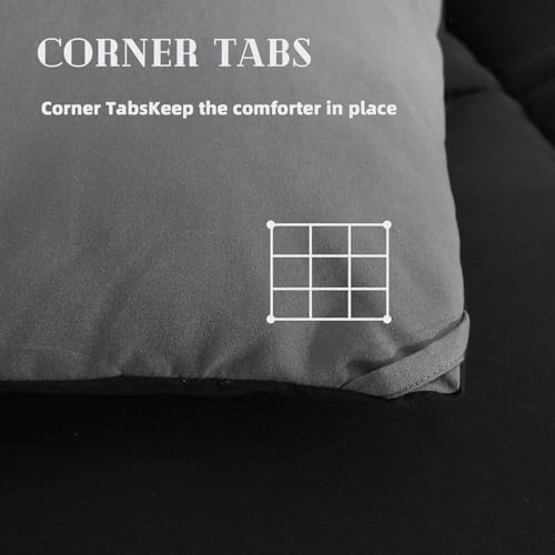DOWNCOOL Comforter King Size, Reversible Duvet Insert, Black/Grey