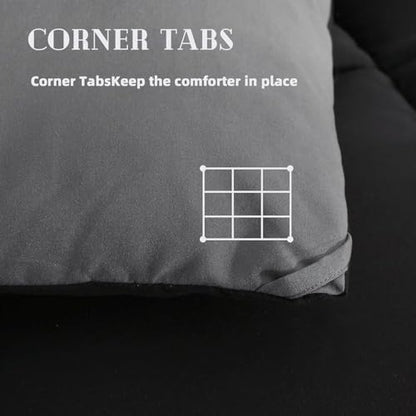 DOWNCOOL Comforter King Size, Reversible Duvet Insert, Black/Grey
