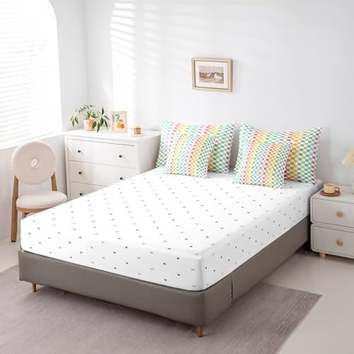 jejeloiu Checkerboard Grid Comforter Set with Sheets 7 Piece Full Size
