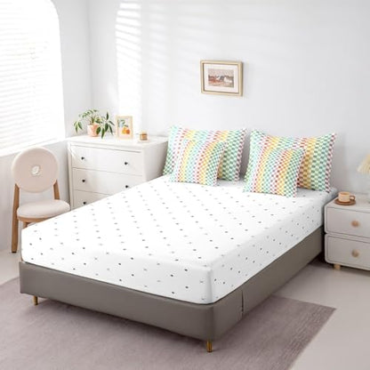 jejeloiu Checkerboard Grid Comforter Set with Sheets 7 Piece Full Size
