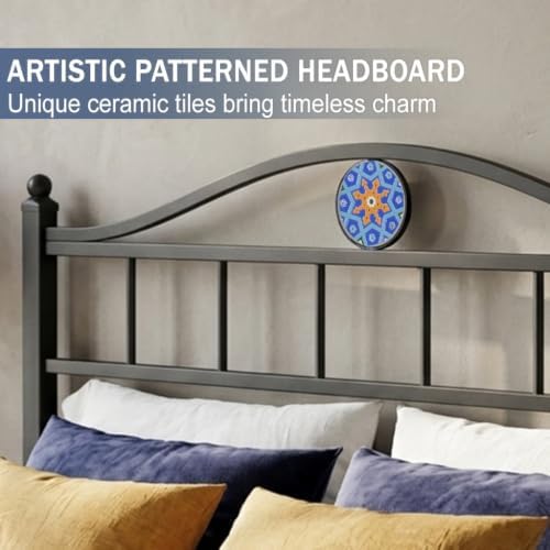 Full Size Bed Frame with Headboard Footboard, Victorian Metal Platform Beds