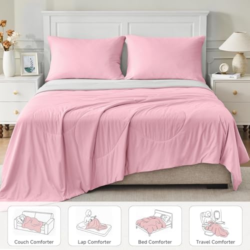 HOMFINE Cooling Comforter for Hot Sleepers King/Cal King, Pink 108"x90"
