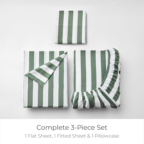 Mellanni Iconic 3-Piece, Ultra Soft Sheet Set (Twin, Oxford Stripe Sage)
