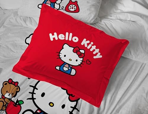 Sanrio Hello Kitty Twin Comforter Set 5 Piece Bedding for Girls, Grey