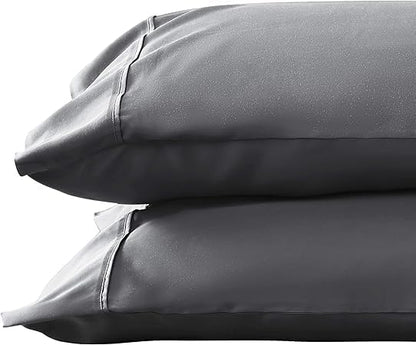1000 TC Dark Gray Standard Pillowcases Set of 4 100% Egyptian Cotton Pillow Cases with Long Staple Cotton & Sateen Weave, Silky Soft Hotel - Like Bed Pillow Covers for Comfy Sleeping, Snug Fit