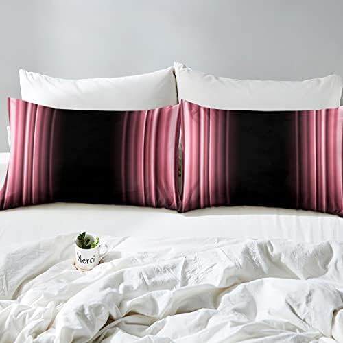 Feelyou Abstract Ombre Bed Sheets Kids Teens Pink and Black Bedding Set Room Decor 3Pcs Queen Size