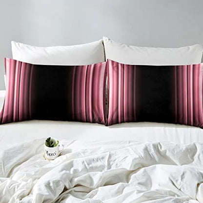 Feelyou Abstract Ombre Bed Sheets Kids Teens Pink and Black Bedding Set Room Decor 3Pcs Queen Size