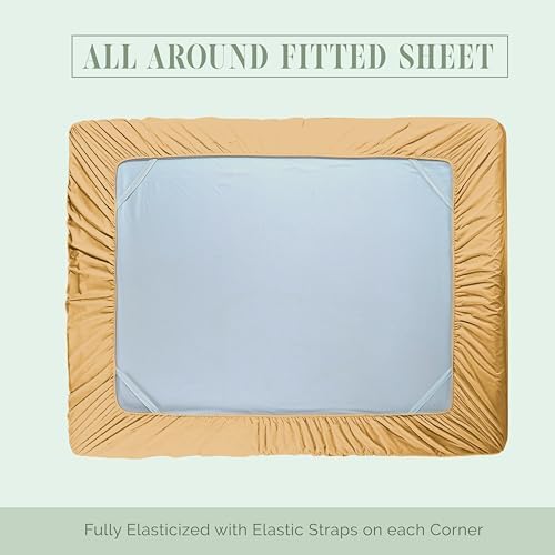 Elegant Comfort 1500 Premium Hotel Quality 18-24 Inches Deep - Extra Deep Pocket Single Fitted Sheet for High Mattress, Luxury and Softest, Smart Pocket - Wrinkle Free, California King, Gold
