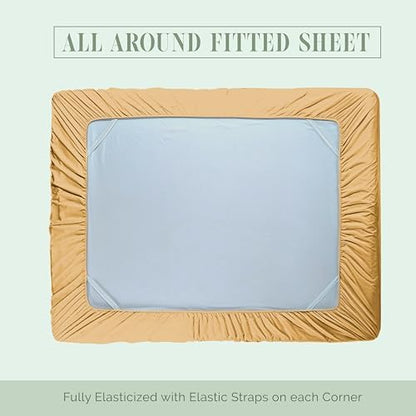 Elegant Comfort 1500 Premium Hotel Quality 18-24 Inches Deep - Extra Deep Pocket Single Fitted Sheet for High Mattress, Luxury and Softest, Smart Pocket - Wrinkle Free, Twin/Twin XL, Gold