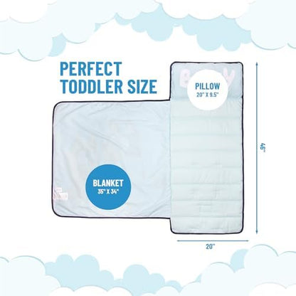 Jay Franco Kids Nap Mat with Embedded Pillow & Blanket – Soft 46"x20" Microfiber Sleeping Bag with Name Tag & Handle for School, Travel, Sleepover