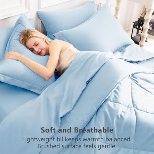 CozyLux Twin XL Comforter Set 68"x88" Baby Blue - 5 Piece Bed in a Bag