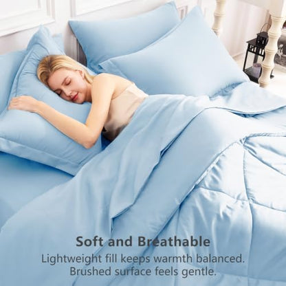 CozyLux Twin XL Comforter Set 68"x88" Baby Blue - 5 Piece Bed in a Bag
