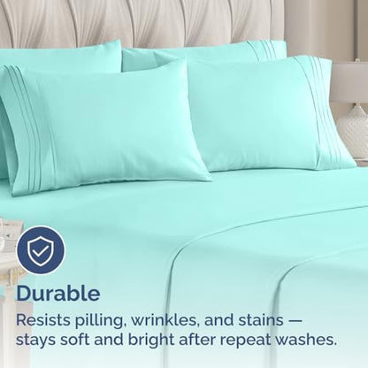 Queen Pillow Cases Set of 6 - Ultra Soft Cozy Pillowcase Covers - Spa Blue