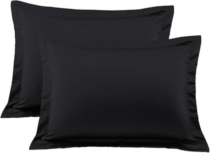 King Pillow Shams Set of 2 Black Pillow Shams King Size 20x36 Pillow Covers 100% Egyptian Cotton 600 Thread Count Soft Skin Friendly Cushion Cover Cases Decorative Pillow Shams for Bed