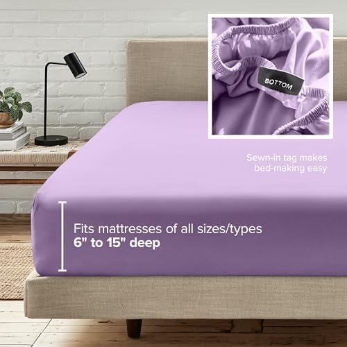 Bare Home King Fitted Sheet - 1800 Ultra-Soft (King, Lavender)