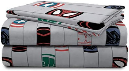 Jay Franco Kids Sheet Set with Fitted, Flat Sheets & Pillow Cover - Ultra-Soft Bedding with Pillowcase for Room Decor, Gray - Avengers, 4 Piece Queen