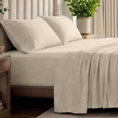 Bare Home 100% Organic Cotton Jersey Sheet Set (Full, Sand)