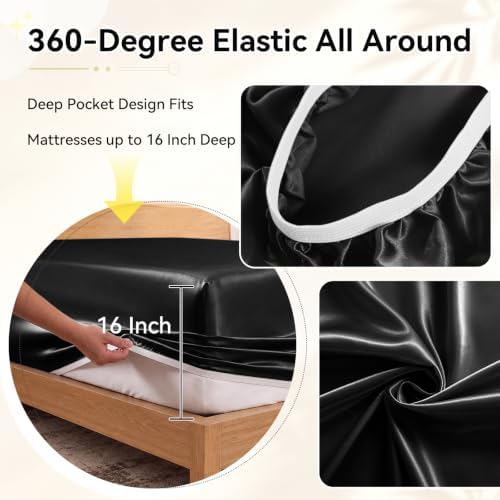 RUDONG M Split Top King Fitted Sheet Only for Adjustable Beds, Black