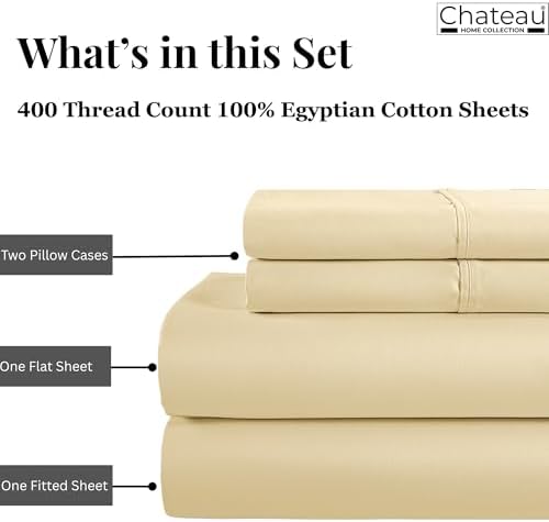 Luxury Full Sheet Set, 400 Thread Count Sheets Full Size Bed Set - Ivory