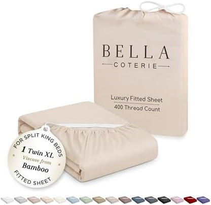 Bella Coterie | Luxury Bamboo Viscose Split King Size Fitted Sheet Only