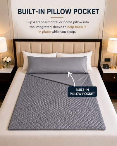 Oversized 90" × 50" Travel Bedding with Built-in Pillow Pocket, Full-Length Zipper & Carrying Case