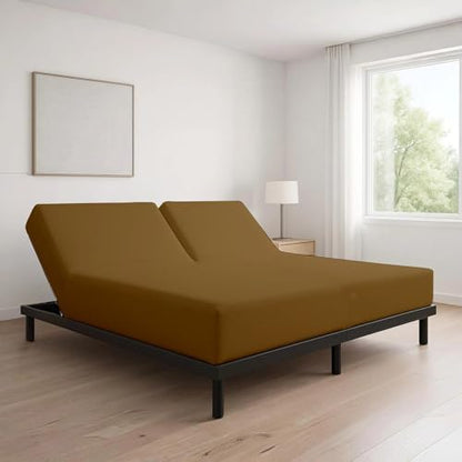 1 Piece Top Split King Fitted Sheet for Adjustable beds, 34" Split, Taupe
