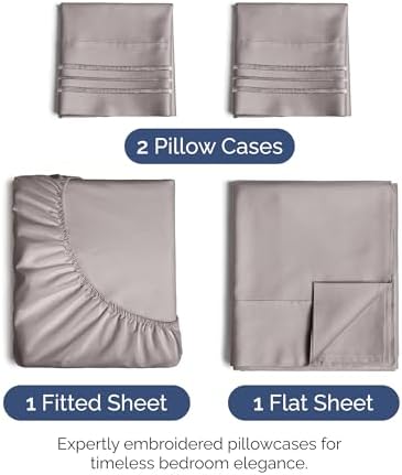 King Size 4 Piece Sheet Set - Ultra Soft & Cooling Sheets - Thistle Purple