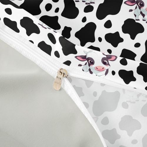Kids Girls Cartoon Duvet Cover Set Queen Cow Print Cartoon Children Bedding Set Stripe Decor Modern Soft Reversible Comforter Cover Set For Teen Boys 3 Pcs Cartoon Animal Decor Children Bedding Set