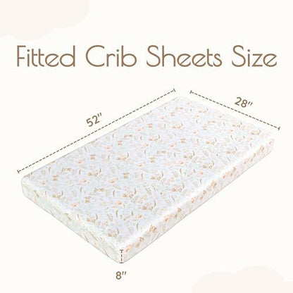 Fitted Crib Sheets for Boys and Girls, 2 Pieces 52"x28" 100% Cotton Crib Mattress Sheet, Absorbent Baby and Toddler Bed Sheets, Mattress Cover OEKO-TEX Cribs Sheet Set, Green Woodland Neutral Gift Set