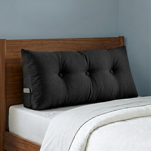 Arlee Memory Foam Headboard Pillow, Lumbar Support, Boucle, Black, Twin