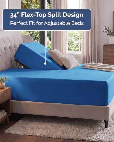 CGK Linens Extra Deep Flex Top Split Head King Fitted Sheet - Royal Blue