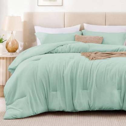 Love's cabin Aqua Queen Comforter Set, 3-Piece Prewashed Bed Set