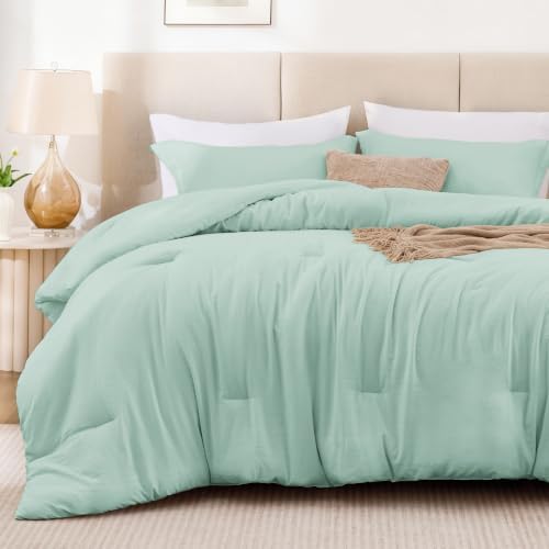 Love's cabin Aqua King Size Comforter Set, 3-Piece Prewashed Bed Set
