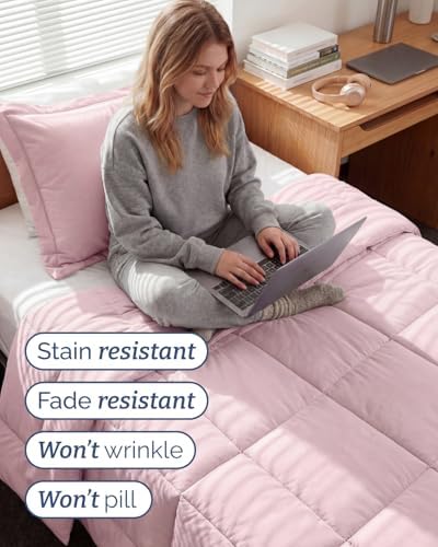 Twin XL Comforter Set - Lavender Pink All Season Bedding - 2 Piece Bed Set