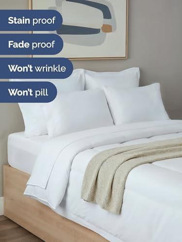 King Comforter Set - 7 Piece Bed in a Bag King Size Bed Set, Soft - White