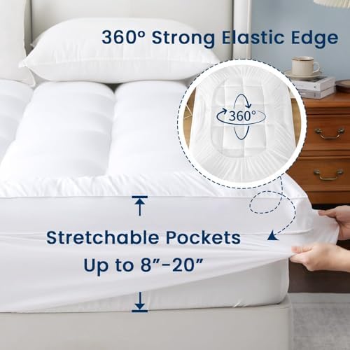 YUGYVOB California King Mattress Topper Thick, Cooling Plush Mattress Pad