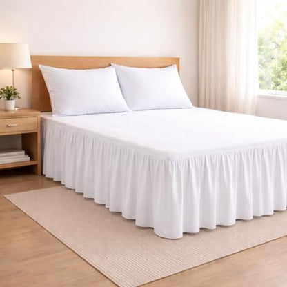 Mattress-Homes Ruffled Bed Skirt Split Corners with Platform, Tailored Fit Wrinkle Free Ultra-Soft Microfiber Dust Ruffle, Upto 21" Drop, Twin, White