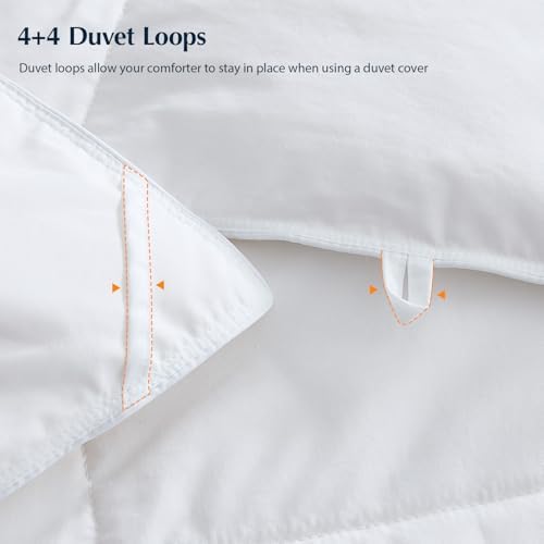 Pacific Coast Lightweight Goose Feather Down Fiber Comforter Twin Size, Summer Duvet Insert, Ultra Soft, Breathable, Hotel Luxury Bedding with 8 Tabs, White, 68 x 90 Inches